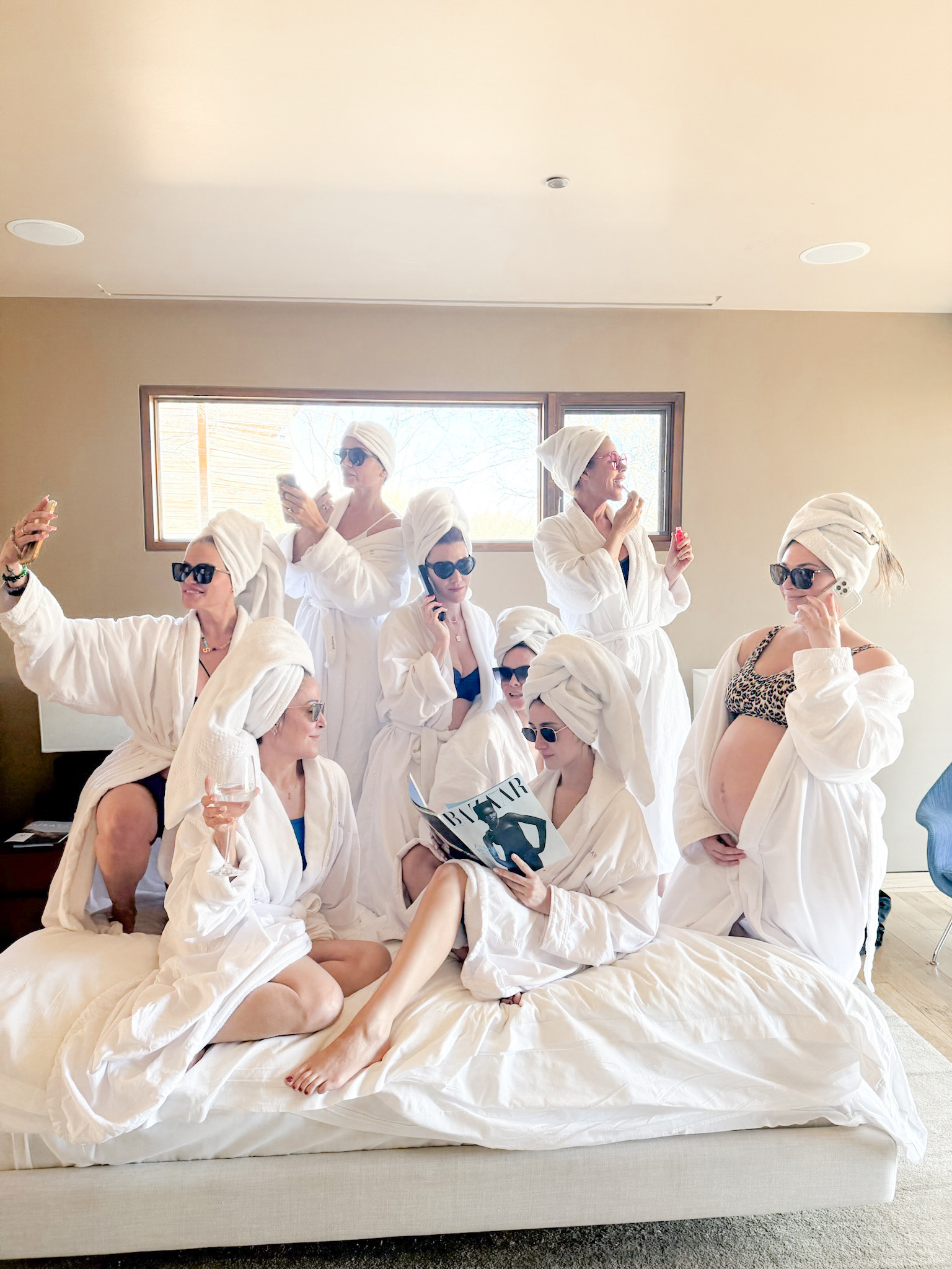 Be You Medical team enjoying a spa day in robes and towel wraps