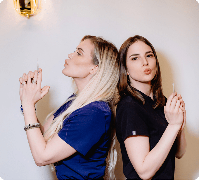 Two women with cosmetic injectables