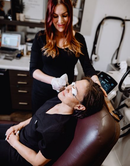 Be You Medical Nurse apply laser hair removal treatment on a patient's face