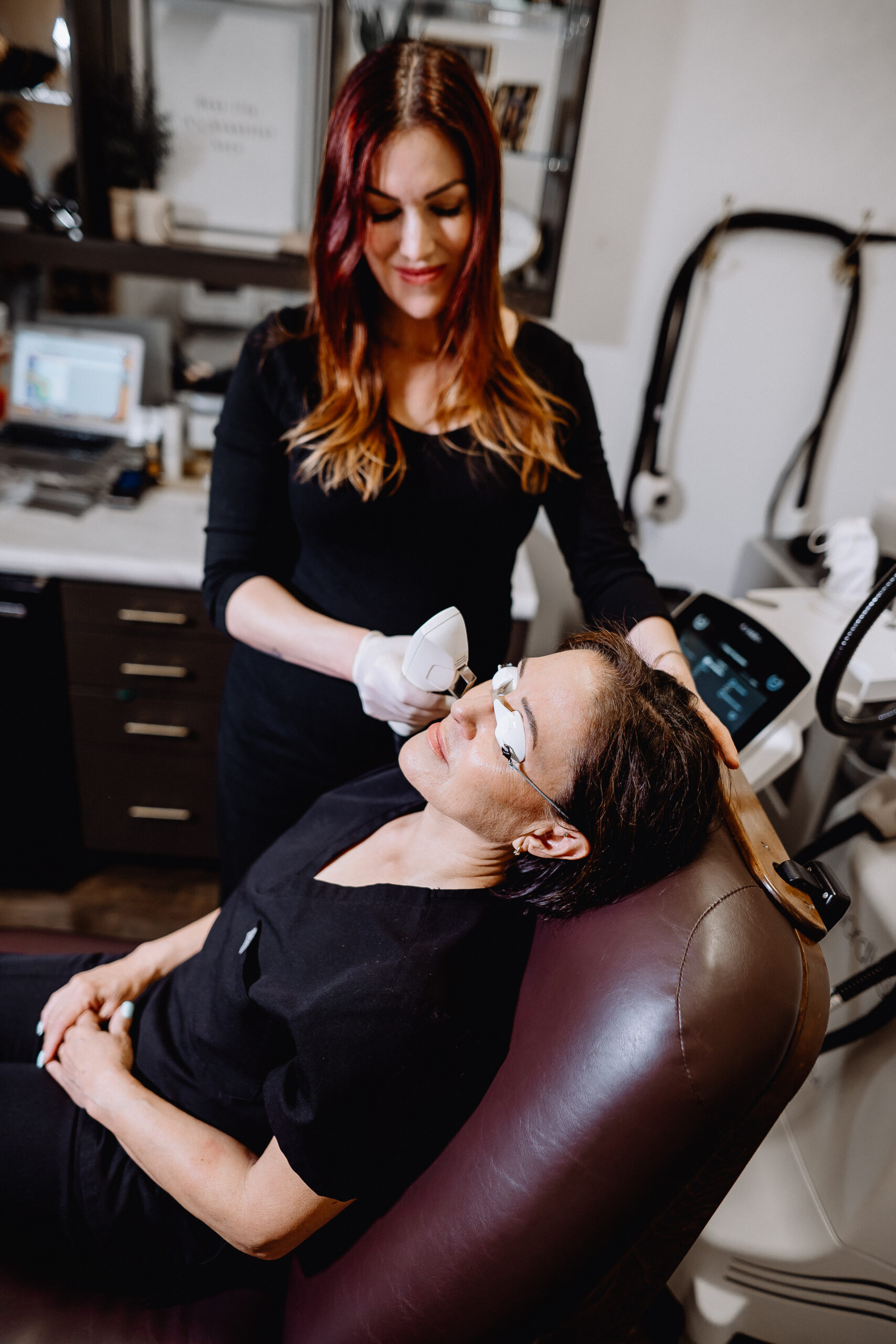 Be You Medical Nurse apply laser hair removal treatment on a patient's face